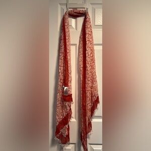 Calvin Klein Logo Red Scarf